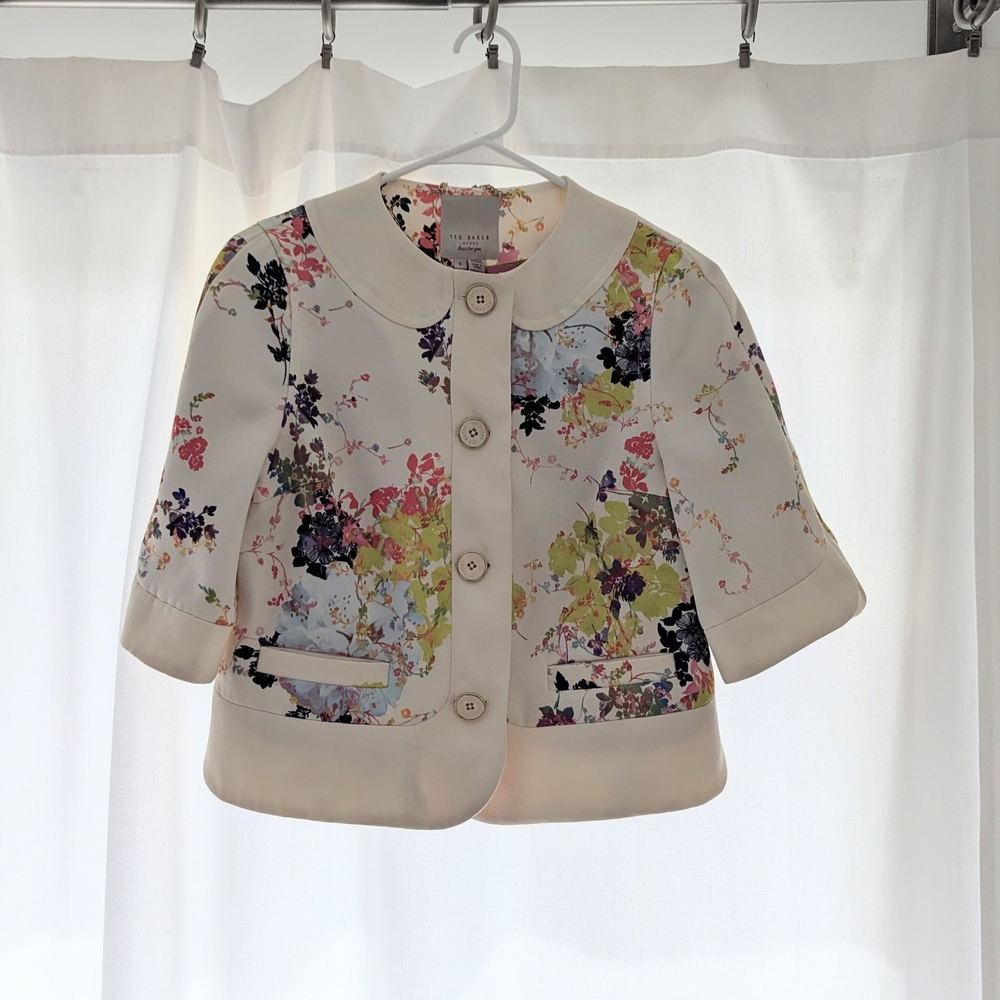 Ted Baker Cream Floral Cropped Blazer